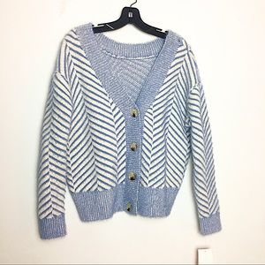 FRNCH Paris Chenille Oversized Chevron Cardigan